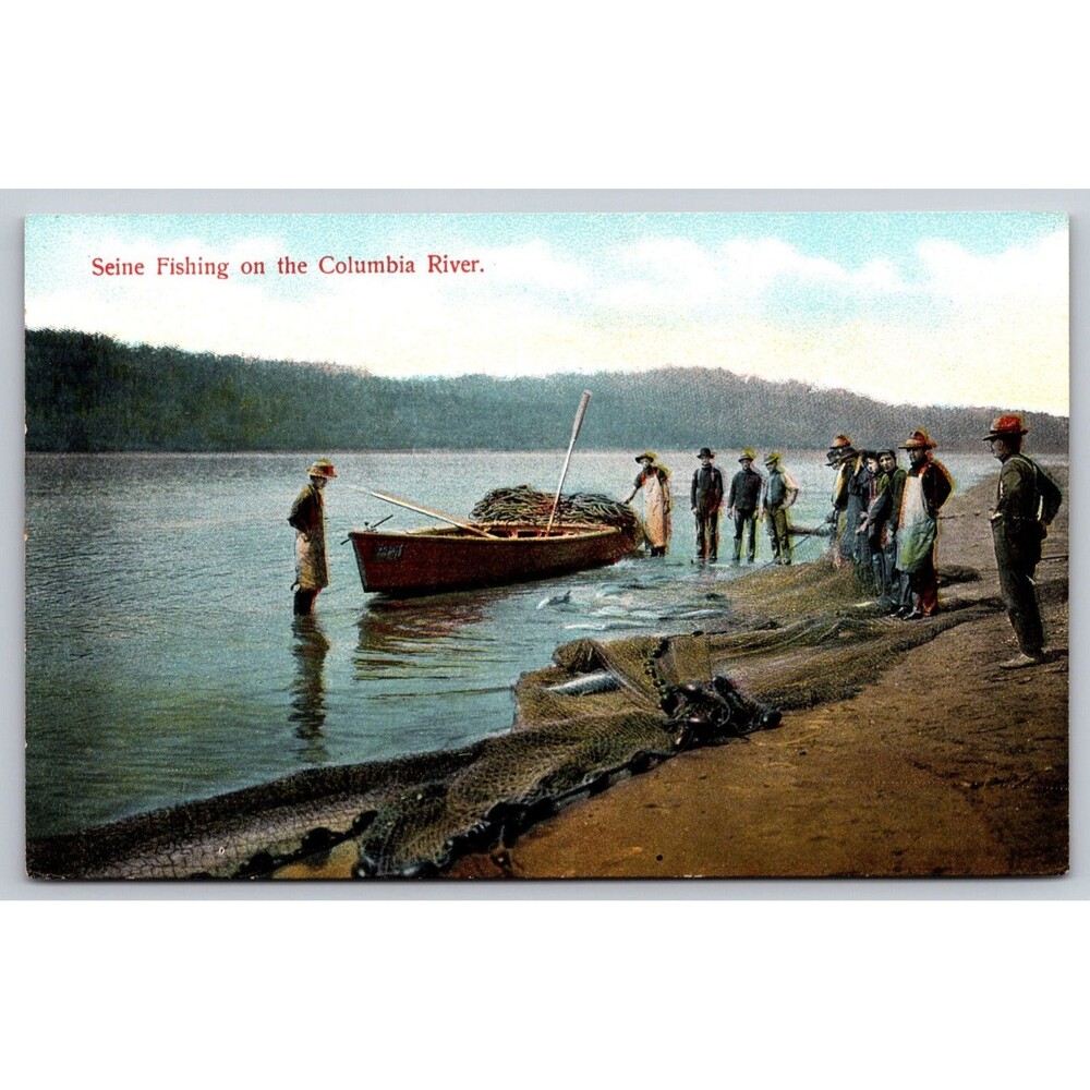 Vintage Postcard c1910 Seine Fishing Columbia River M. Rieder 3978 Germany